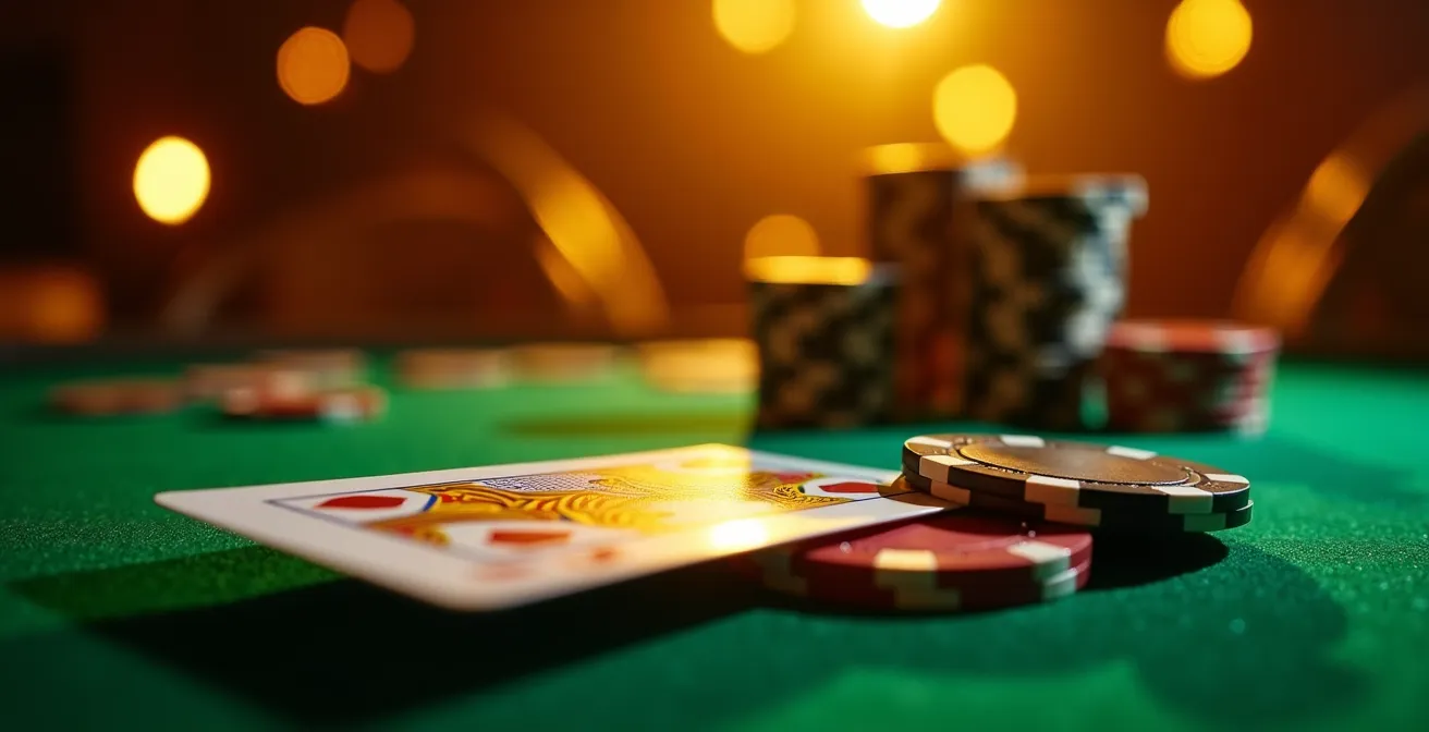 Ambiance nocturne chaleureuse d'un casino aux Antilles avec éclairage tamisé