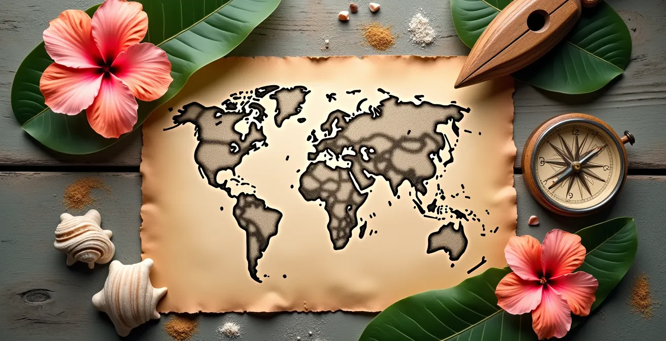 Vue aérienne artistique montrant les connexions entre les îles de Guadeloupe