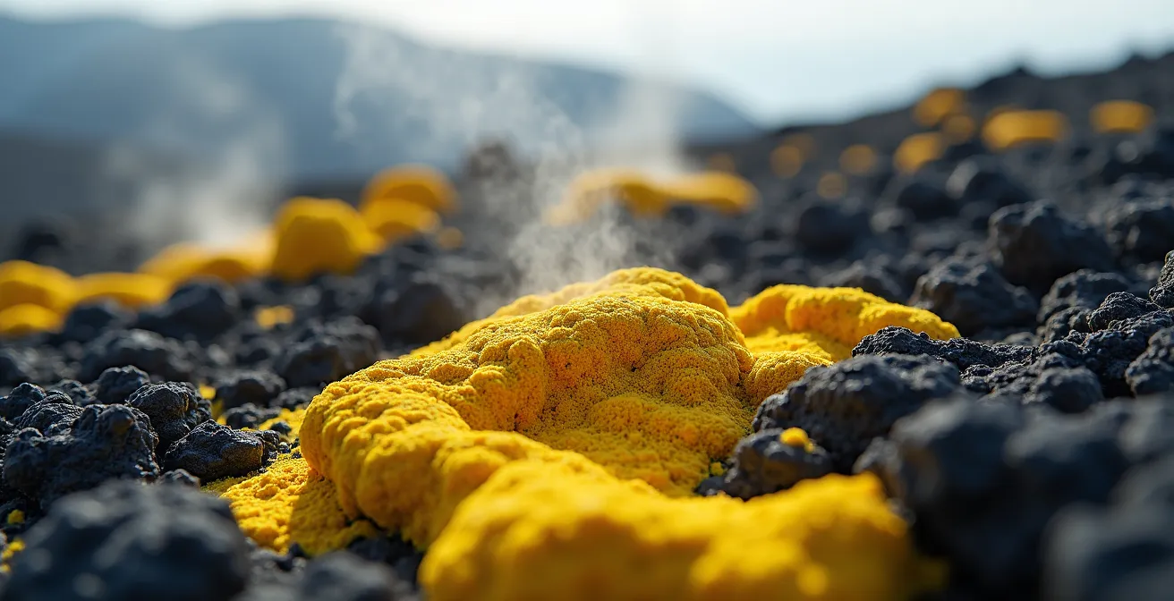 Sommet volcanique de la Soufrière émergeant des nuages avec fumerolles naturelles